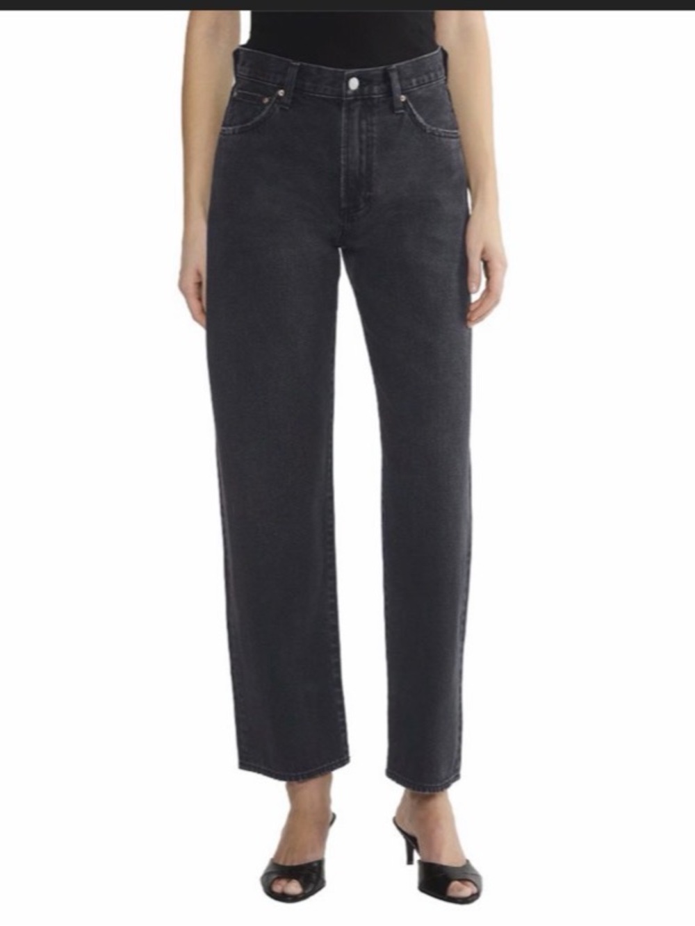 Aritzia Denim Forum The BF High Rise Loose Jeans Faded Black